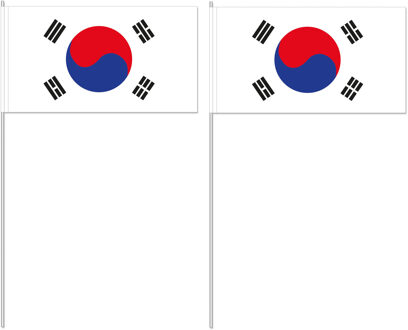 Zuid Korea zwaaivlaggetjes/handvlaggen - 10x - 12 x 24 cm - papier - stokje van 40 cm Multi