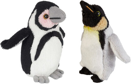 Zuidpool serie pluche knuffels 2x stuks - Pinguin met kuiken van 15 cm - Vogel knuffels Multikleur