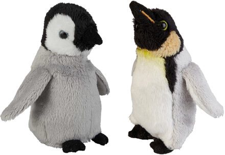 Zuidpool serie pluche knuffels 2x stuks - Pinguin met kuiken van 15 cm