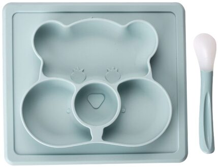 Zuig Voeden Servies Antislip Leren Voeden Servies 1Set Beer Vormige Baby Waterdichte Training Diner Plaat