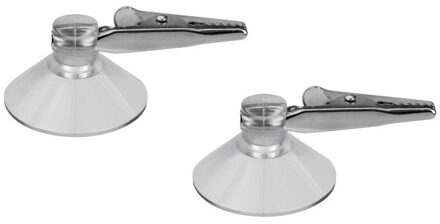 Zuignap clips - 2x - met krokodillen ophang klem van 4 cm - Versieringen / feestartikelen ophangen