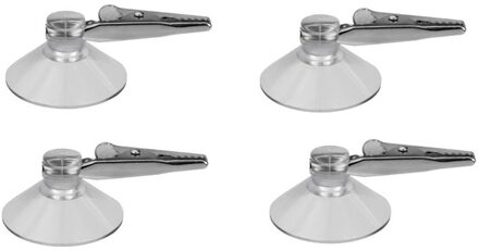 Zuignap clips - 4x - met krokodillen ophang klem van 4 cm - Versieringen / feestartikelen ophangen