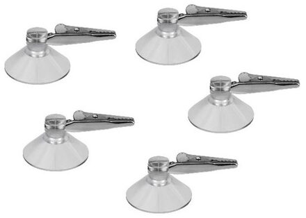 Zuignap clips - 5x - met krokodillen ophang klem van 4 cm - Versieringen / feestartikelen ophangen