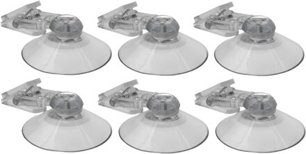 Zuignap met ophang klem - 6x - kunststof - 4 cm - raam/deur bevestiging