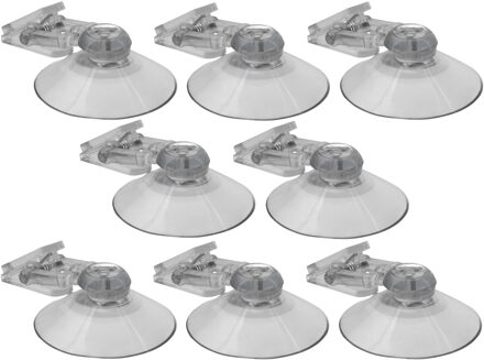 Zuignap met ophang klem - 8x - kunststof - 4 cm - raam/deur bevestiging