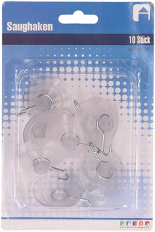 Zuignappen ophanghaakjes - 10x - 3,2 cm - haakjes - haken Transparant