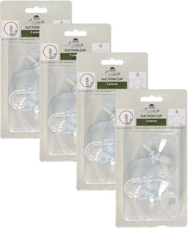 Zuignappen ophanghaakjes - 60x st - 6 cm - groot - transparant - kerstverlichting ophangen