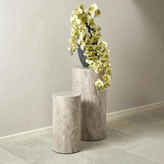 Zuil 'Flavian' Marmerlook, Set van 2 stuks, kleur Grijs