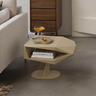 Zuiver Bijzettafel 'North' Resin en staal, 60 x 40cm, kleur Beige