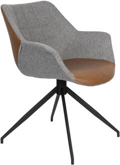 Zuiver Eetkamerstoel 'Doulton' Draaibaar Stof / PU, kleur Grijs / Bruin