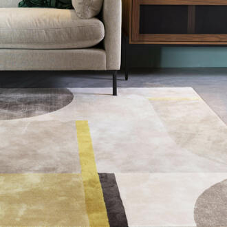 Zuiver Hilton Vloerkleed Grey/Yellow Geel, Grijs