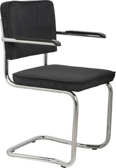 Zuiver Ridge Kink Rib - Eetkamerstoel - Zwart - Met armleuning