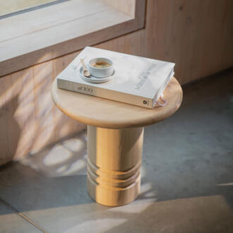 Zuiver Ronde Bijzettafel 'Chunk' Eiken, 45cm Naturel - 45 cm