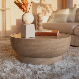 Zuiver Ronde Salontafel 'Noble' Travertinlook, 80cm - 80 cm