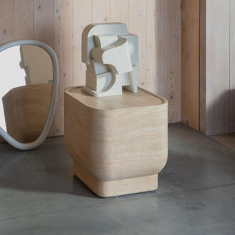 Zuiver Vierkante Bijzettafel 'Noble' Travertinlook, 45 x 45cm