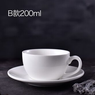 Zuiver Wit Creatieve Eenvoudige Koffie Kop En Schotel Set Keramische Cup Servies Huishoudelijke Koffiekopje 200ML