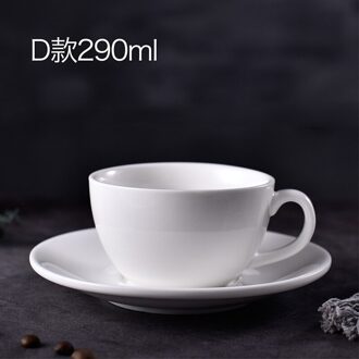 Zuiver Wit Creatieve Eenvoudige Koffie Kop En Schotel Set Keramische Cup Servies Huishoudelijke Koffiekopje 290ML-MM