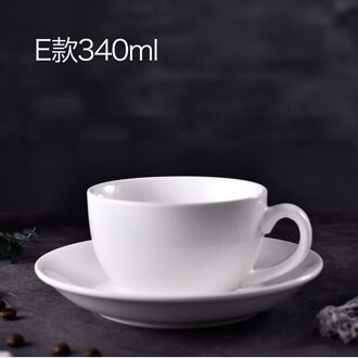 Zuiver Wit Creatieve Eenvoudige Koffie Kop En Schotel Set Keramische Cup Servies Huishoudelijke Koffiekopje 340ML-MM