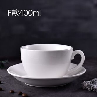 Zuiver Wit Creatieve Eenvoudige Koffie Kop En Schotel Set Keramische Cup Servies Huishoudelijke Koffiekopje 400ML-MM