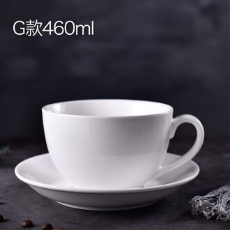 Zuiver Wit Creatieve Eenvoudige Koffie Kop En Schotel Set Keramische Cup Servies Huishoudelijke Koffiekopje 460ML-MM