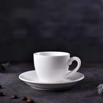 Zuiver Wit Creatieve Eenvoudige Koffie Kop En Schotel Set Keramische Cup Servies Huishoudelijke Koffiekopje 90ML