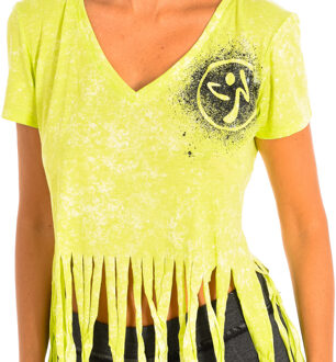 Zumba Dames sport T-shirt met korte mouwen en V-hals Z1T00401 Groen - L