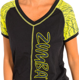 Zumba Dames sport T-shirt met korte mouwen en V-hals Z1T00469 Zwart