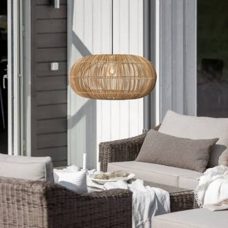 Zuri buiten hanglamp, Ø 51 cm, rotan, stekker natuurlijke kleur, zwart