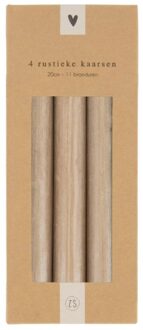 Zusss 4 Rustieke Kaarsen 20cm Kaki