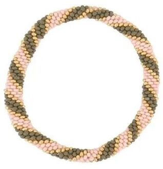 Zusss Armband Diagonaal Kraal Breed Roze Groen