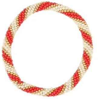 Zusss Armband Diagonaal Kraal Breed Wit Rood
