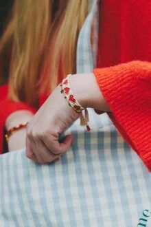 Zusss Armband Hartjes Streep Wit