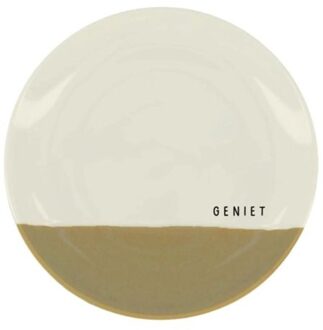 Zusss Gebaksbordje Geniet Wit Oker