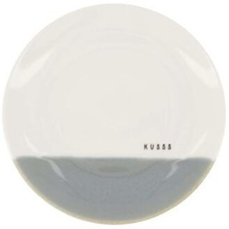 Zusss Gebaksbordje Kusss Wit Grijsblauw