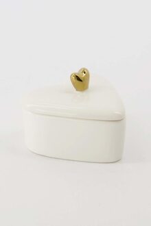 Zusss Keramiek Bewaarpot Hartvorm Wit/goud