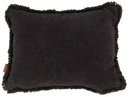 Zusss Kussen Velvet Zilver Hartje 35x25cm Antracietgrijs