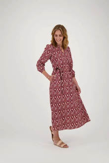 Zusss Maxi jurk met ikat print zand/roodbruin - L