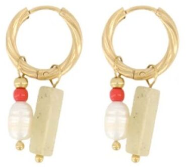 Zusss Oorbel Hanger Kraal Lichtgeel rood