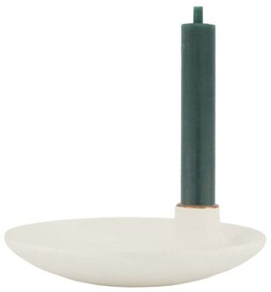 Zusss Polystone Kandelaar Ronde Schaal Off White