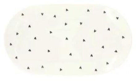 Zusss Serveerschaal hartjes 20x11.5cm Wit Antraciet