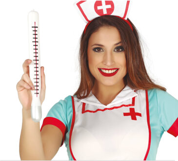 Zuster/Dokter Thermometer XL - carnaval verkleed accessoire - 34 cm Wit