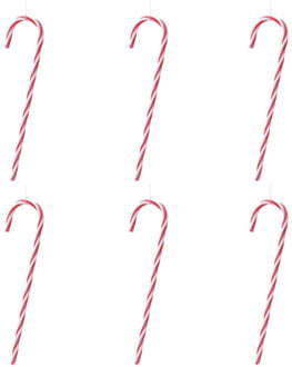 Zuurstokken - rood/wit - 6x? - hangers - 13 cm - kersthangers