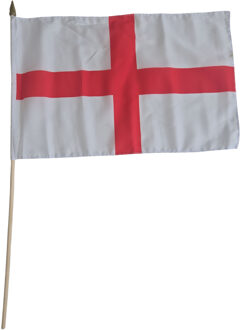 Zwaaivlag Engeland Sint George - op stok - 30 x 45 cm vlag - Supporters - feestartikelen Multi