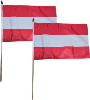 Zwaaivlag/handvlag Oostenrijk - 2x - 30 x 45 cm - op houten stok - Versiering landen