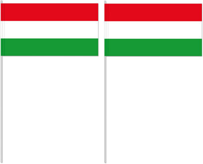 Zwaaivlag Hongarije - 12 x 24 cm - stokje 40 cm - Hongaarse versiering