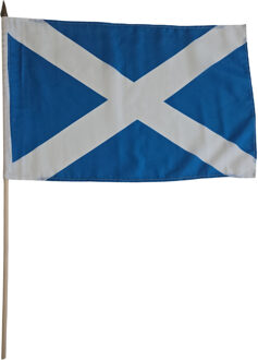 Zwaaivlag Schotland - blauw/wit - polyester - 30 x 45 cm - op stok - Schotse versiering