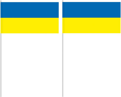 Zwaaivlaggetje Oekraine - 12 x 24 cm - stokje 40 cm - papier - handvlag - vlag Multi