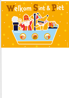 Zwaaivlaggetje Welkom Sint & Piet Cartoon Vigo Multikleur - Print