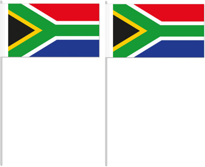 Zwaaivlaggetje Zuid Afrika - 12 x 24 cm - stokje 40 cm - Zuid Afrikaanse versiering - vlaggetje Multi