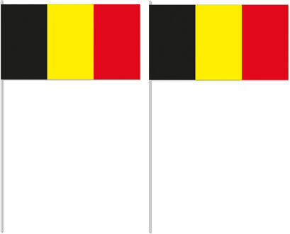Zwaaivlaggetjes Belgie - 12 x 24 cm - handvlaggetjes - versiering - feestartikelen Multi